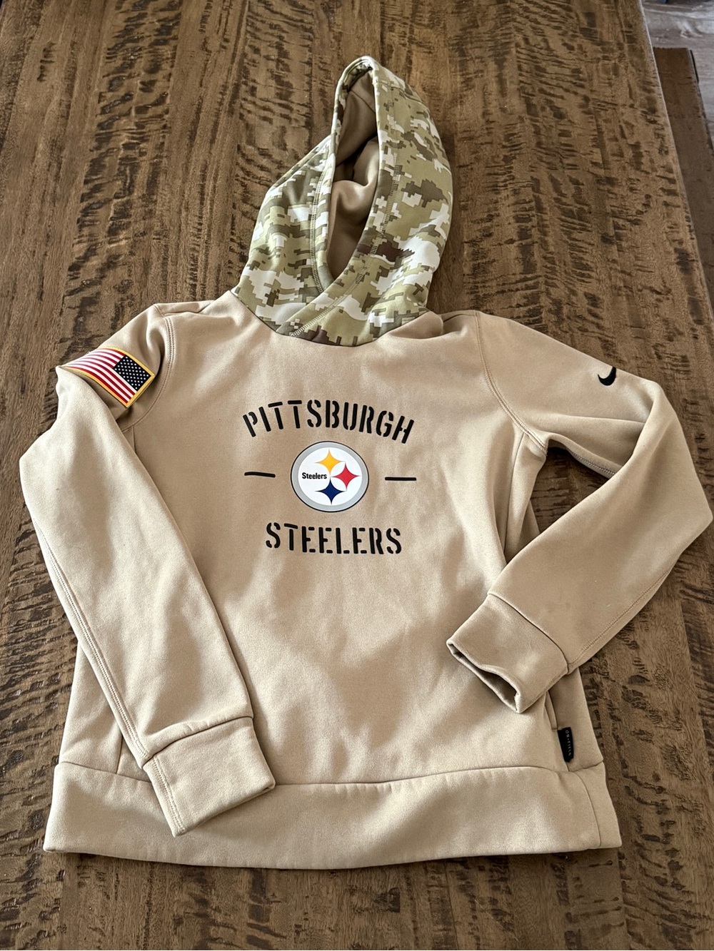 Nike On-Field Pittsburgh Steelers Hoodie Small Salute to Service Camo NFL